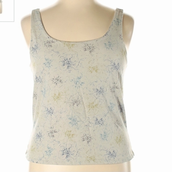 J. Jill Gray Floral Shelf Bra Tank Top Women's XL Casual Summer Comfort Cute EUC - Picture 1 of 6
